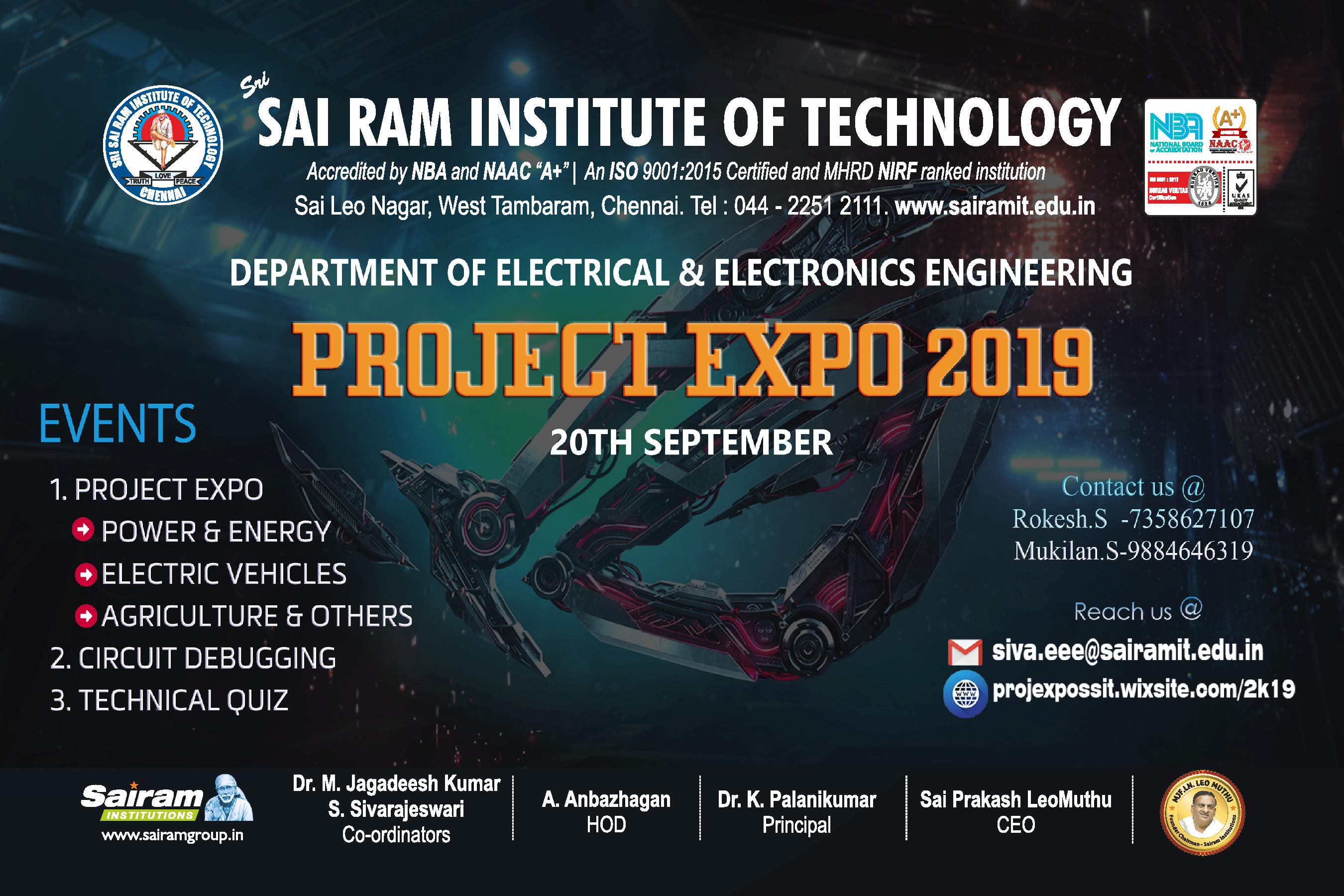 Project Expo 2019, Sri Sairam Institute of Technology, Project Expo